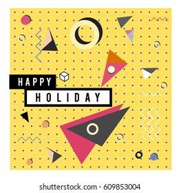 Trendy vector holiday summer cards illustration with line elements and abstract colorful textures. Design for poster, card, invitation, brochure, and promotion template.