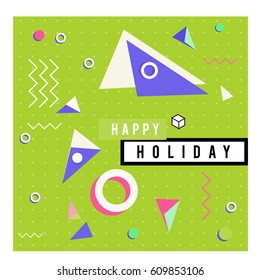 Trendy vector holiday summer cards illustration with line elements and abstract colorful textures. Design for poster, card, invitation, brochure, and promotion template.