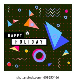 Trendy vector holiday summer cards illustration with line elements and abstract colorful textures. Design for poster, card, invitation, brochure, and promotion template.