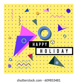 Trendy vector holiday summer cards illustration with line elements and abstract colorful textures. Design for poster, card, invitation, brochure, and promotion template.