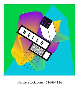 Trendy vector holiday summer cards illustration with line elements and abstract colorful textures. Design for poster, card, invitation, brochure, and promotion template.
