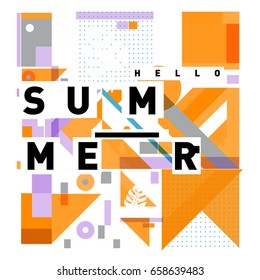 Trendy vector holiday summer cards illustration with line elements and abstract colorful textures. Design for poster, card, invitation, brochure, and promotion template.