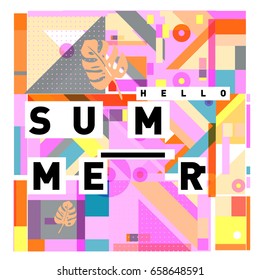 Trendy vector holiday summer cards illustration with line elements and abstract colorful textures. Design for poster, card, invitation, brochure, and promotion template.