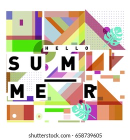 Trendy vector holiday summer cards illustration with line elements and abstract colorful textures. Design for poster, card, invitation, brochure, and promotion template.