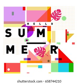 Trendy vector holiday summer cards illustration with line elements and abstract colorful textures. Design for poster, card, invitation, brochure, and promotion template.