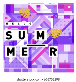 Trendy vector holiday summer cards illustration with line elements and abstract colorful textures. Design for poster, card, invitation, brochure, and promotion template.