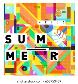 Trendy vector holiday summer cards illustration with line elements and abstract colorful textures. Design for poster, card, invitation, brochure, and promotion template.
