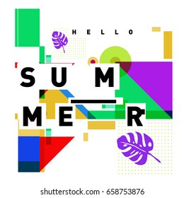 Trendy vector holiday summer cards illustration with line elements and abstract colorful textures. Design for poster, card, invitation, brochure, and promotion template.