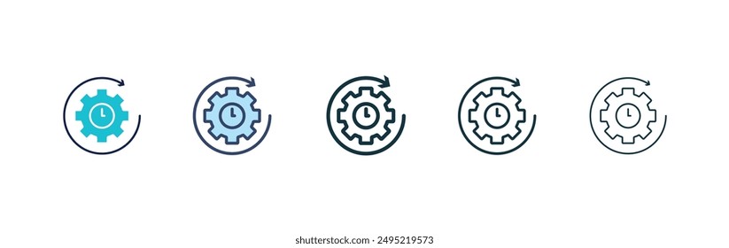 Trendy vector icon set black filled and outlined style.