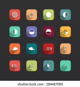 Trendy Vector Icons With Long Shadow Set 8