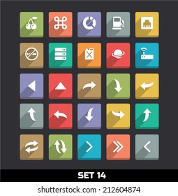 Trendy Vector Icons With Long Shadow Set 14