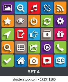 Trendy Vector Icons With Shadow. Set 4 Vector illustration