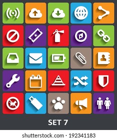 Trendy Vector Icons With Shadow. Set 7. Vector illustration