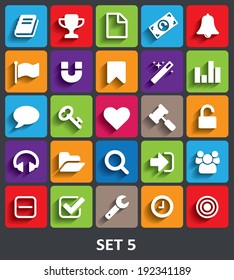 Trendy Vector Icons With Shadow. Set 5. Vector illustration