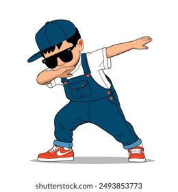 trendy vector illustration of a boy performing a dab dance move, perfect for youth culture themes, stickers, and apparel designs.