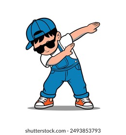 trendy vector illustration of a boy performing a dab dance move, perfect for youth culture themes, stickers, and apparel designs.