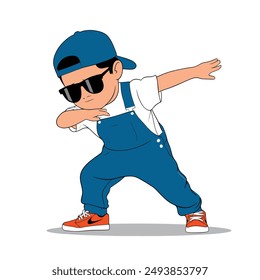 trendy vector illustration of a boy performing a dab dance move, perfect for youth culture themes, stickers, and apparel designs.