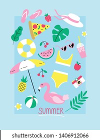 Trendy vector illustration. Cute summer card