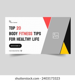 Trendy vector illustration fitness training tips and tricks video thumbnail banner design, customizable vector eps 10 file format