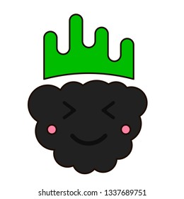 Trendy vector illustration of a happy blackberry in childish kawaii style.