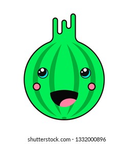 Trendy vector illustration of a happy gooseberry in childish kawaii style.
