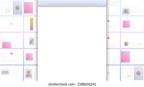 Trendy vector illustration with web pages and user interfaces. Backdrop in light colors with place for text. Template for website design, advertising and banners