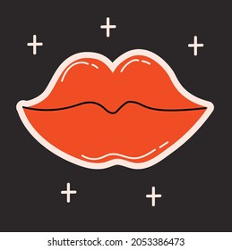 Trendy Vector Illustrationen lustige Gesichtsfleck, Stempel oder Aufkleber mit abstraktem, süßem Comic-Charakter.