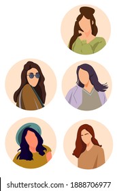 Ilustraciones vectoriales de moda para los aspectos más destacados. Instagram Resalta Historias.  Niñas Icons. bloguera femenina.