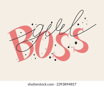 Trendy vector isolated hand lettering text Girl Boss.