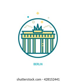 Trendy vector line Brandenburg gate icon. Berlin, Germany