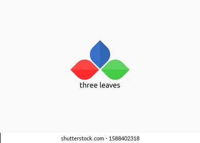 trendy vector logo. three leaves logo concept. modern design. three color logo. unique design. template design. meaningful logo. 