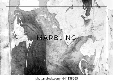 Vector moderno con fondo de mármol en tonos grises. Olas abstractas de tinta en el agua