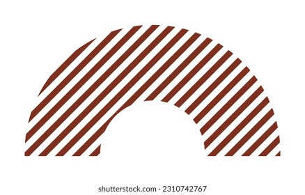 Trendy vector minimalist geometric basic lines half donut element. Shape abstract figure bauhaus form. Retro style texture illustration. Modern design poster, cover, card design