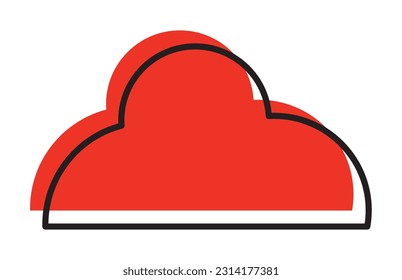 Elemento básico de nube de color rojo de línea geométrica de moda vectorial minimalista. Forma de bauhaus figura abstracta de forma. Ilustración de textura de estilo retro. Afiche moderno de diseño, portada, diseño de tarjeta