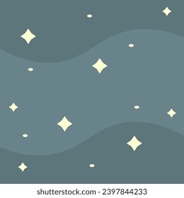 Trendy Vector Nature Cosmic Design Blue Gray Background With Big Flat Yellow Stars Drops