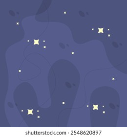 Trendy Vector Nature Cosmic Design Blue Curves Background With Stars