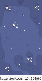 Trendy Vector Nature Cosmic Design Blue Curves Background Stories Or Phone Wallpaper With Stars