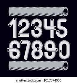 Trendy vector numerals collection. Modern funky numbers from 0 to 9 best for use in logo, poster creation. Made using vacuum cleaner pipeline design.