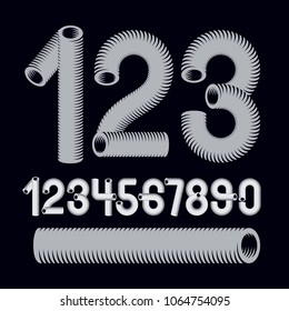 Trendy vector numerals collection. Modern funky numbers from 0 to 9 best for use in logo, poster creation. Created using dimensional vacuum pipe style.