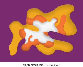 Trendy vector paper cut 3d effect multi color background layers. Waves and lines curved. Papercut abstract concept texture. Cutout realistic wavy  decoration. Paper art.