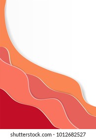 Trendy vector paper cut 3d effect multi color background layers. Waves and lines curved. Papercut abstract concept texture. Cutout realistic wavy  decoration. Paper art.