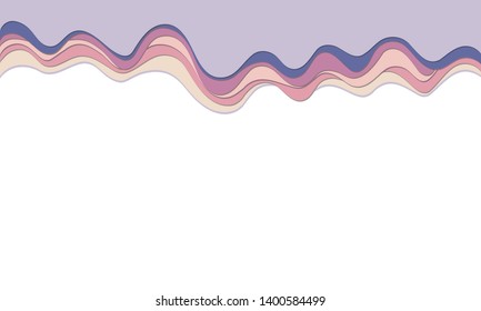 Trendy vector paper cut 3d effect multicolored background layers. Colorful waves and lines curved. Papercut abstract concept texture. Cutout wavy decoration. Paper art.