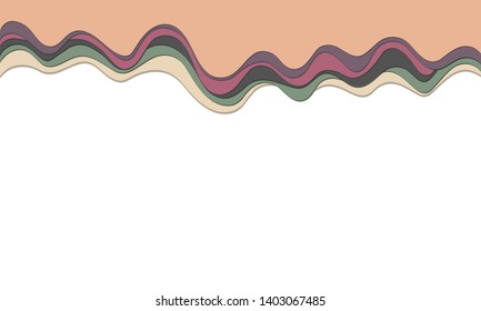 Trendy vector paper cut 3d effect multicolored background layers. Colorful waves and lines curved. Papercut abstract concept texture. Cutout wavy decoration. Paper art.