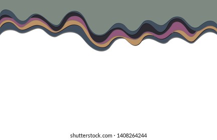 Trendy vector paper cut 3d effect multicolored background layers. Colorful waves and lines curved. Papercut abstract concept texture. Cutout wavy decoration. Paper art.