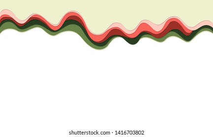 Trendy vector paper cut 3d effect multicolored background layers. Colorful waves and lines curved. Papercut abstract concept texture. Cutout wavy decoration. Paper art.