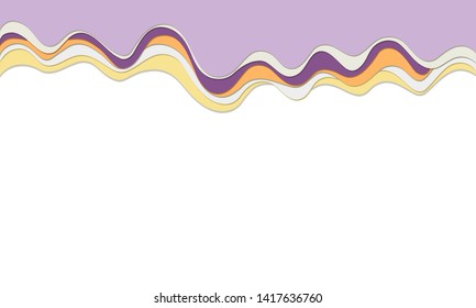 Trendy vector paper cut 3d effect multicolored background layers. Colorful waves and lines curved. Papercut abstract concept texture. Cutout wavy decoration. Paper art.