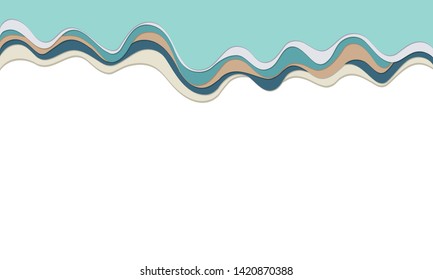 Trendy vector paper cut 3d effect multicolored background layers. Colorful waves and lines curved. Papercut abstract concept texture. Cutout wavy decoration. Paper art.