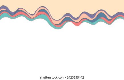 Trendy vector paper cut 3d effect multicolored background layers. Colorful waves and lines curved. Papercut abstract concept texture. Cutout wavy decoration. Paper art.