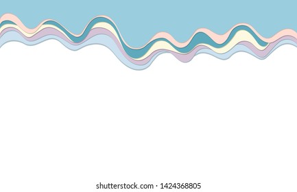 Trendy vector paper cut 3d effect multicolored background layers. Colorful waves and lines curved. Papercut abstract concept texture. Cutout wavy decoration. Paper art.