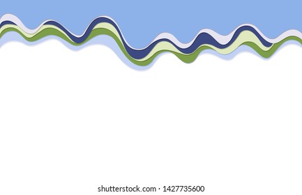 Trendy vector paper cut 3d effect multicolored background layers. Colorful waves and lines curved. Papercut abstract concept texture. Cutout wavy decoration. Paper art.